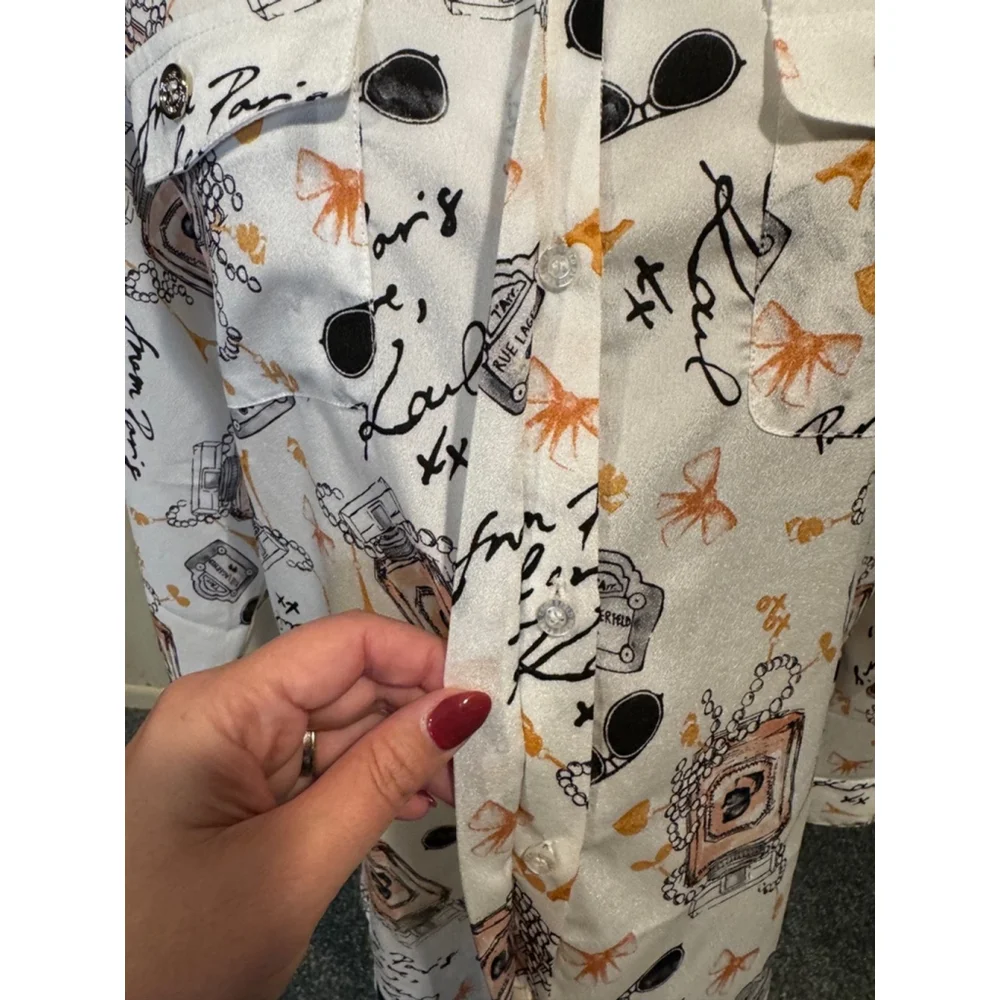 Karl Lagerfeld Paris Long Sleeve Blouse, Size L - Picture 6 of 10